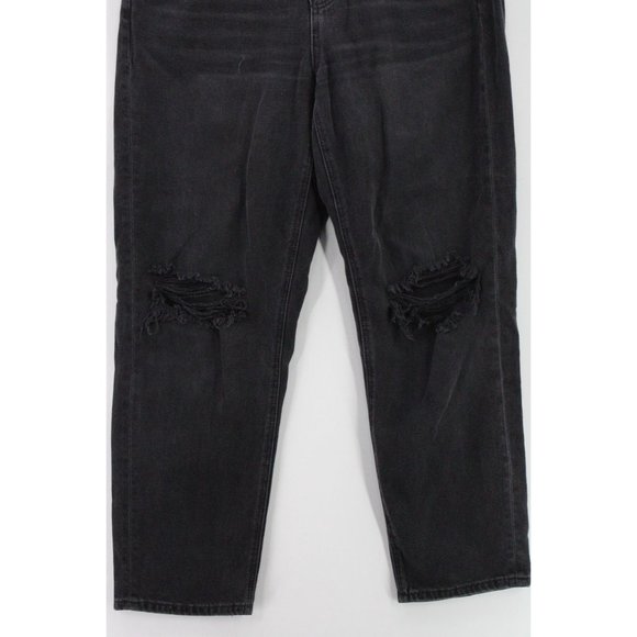 American Eagle Jeans Womens Black Faded Distressed Mom Straight Jeans Size 8 - Picture 3 of 10